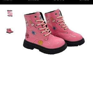 Pink Combat Boots with Fun Graphics